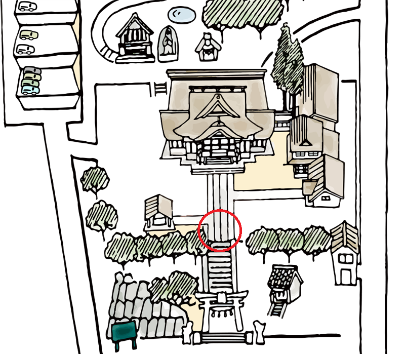 師岡熊野神社の撮影スポット 階段上